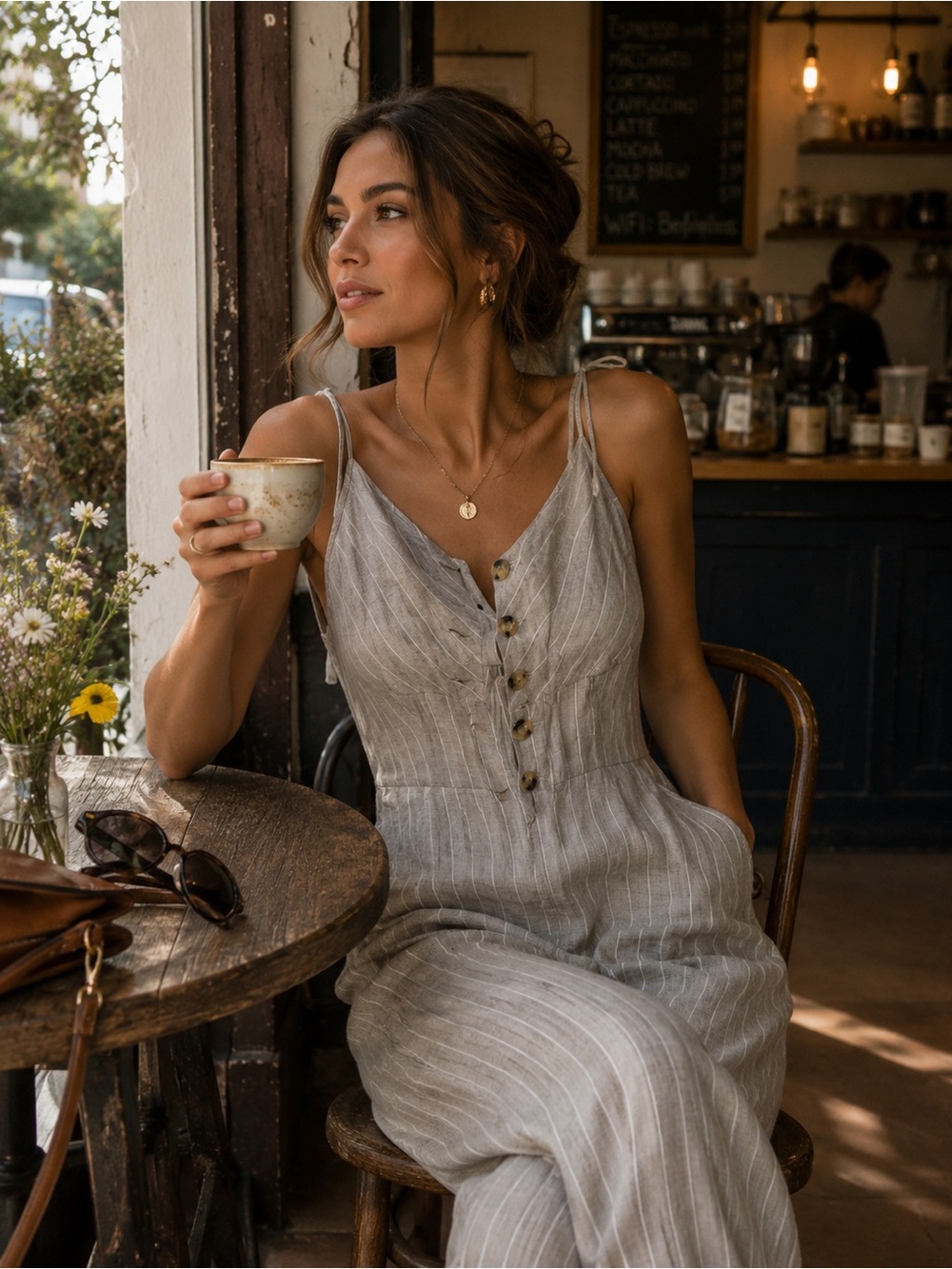 Ming linen jump suit